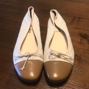 FS/NY Quilted Leather Cap Toe Ballet Flats
